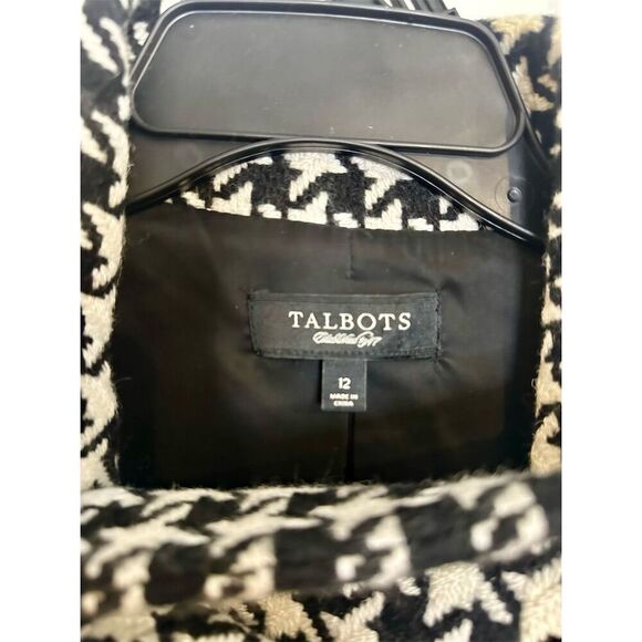 Talbots Women's Houndstooth Jacket Size 12 Black Long Sleeve. - Picture 4 of 8